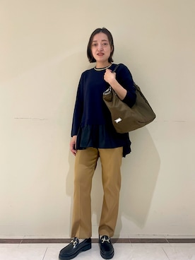 「ぺプラムトップス」｜「アイテム（その他シューズ）」を使った、ichinoさん（レディース・155cm）の秋コーディネート