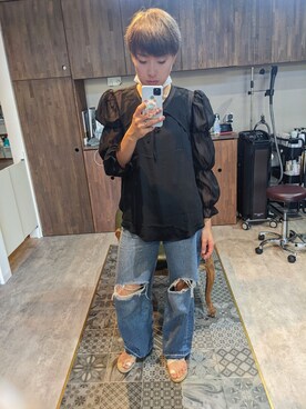 「Levi's（リーバイス）のアイテム（デニムパンツ、ブルー系）」を使った、leemiesuさん（レディース・171cm）の冬コーディネート
