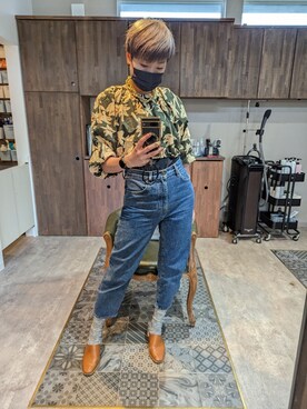 「Levi's（リーバイス）のアイテム（デニムパンツ、ブルー系）」を使った、leemiesuさん（レディース・171cm）の春コーディネート