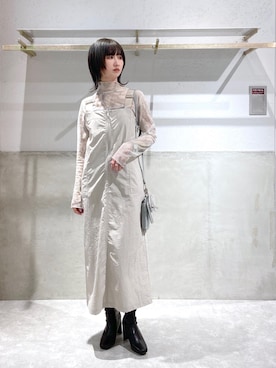 「LOWRYS FARM（ローリーズファーム）のストレッチヒールブーツ　851418（ブーツ）」を使った、chinatsu.さん（レディース・163cm）の春コーディネート