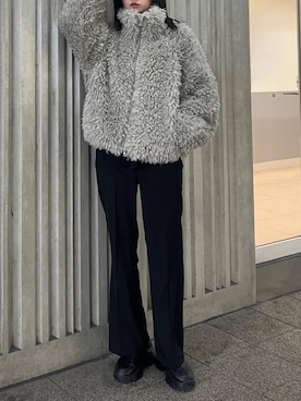 「アイテム（ブルゾン、グレー系）」を使った、chinatsu.さん（レディース・163cm）の冬コーディネート