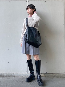 chinatsu.さんの「スラブヤーンクロップドロングスリーブ　187982」を使ったコーディネート