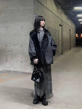 「アイテム（ムートンコート）」を使った、chinatsu.さん（レディース・163cm）の冬コーディネート