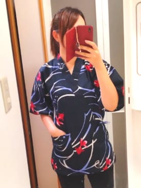 「ネットで買ったのアイテム（浴衣、ブルー系）」を使った、ウィズムさん（レディース・157cm）の春コーディネート