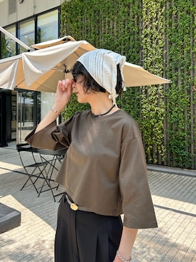 美品 RIM.ARK リムアーク Relax belted tops トップス RIM.ARK（リムアーク）の「Relax belted tops（Tシャツ/カットソー