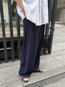「RIM.ARK（リムアーク）のGeorgette tuck PT(ジョーゼットタックパンツ)（その他パンツ、ブルー系）」を使った、RIM.ARK staffさん（レディース・164cm）の夏コーディネート