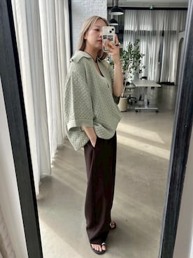 「RIM.ARK（リムアーク）のアイテム（ニット/セーター）」を使った、RIM.ARK staffさん（レディース・158cm）の春コーディネート