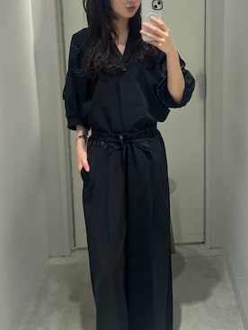 「RIM.ARK（リムアーク）の【PRE ORDER】MA-1 sleeve SH エムエーワン スリーブ シャツ（シャツ/ブラウス、ブラック系）」を使った、RIM.ARK staffさん（レディース・170cm）の春コーディネート