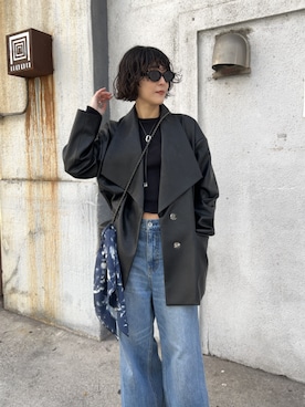 「フェイクレザー」｜RIM.ARK staffさん（レディース・160cm）の冬コーディネート