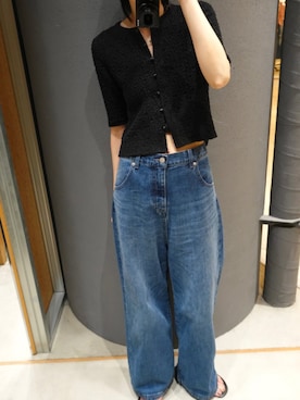 「RIM.ARK（リムアーク）の【RESTOCK PRE ORDER】Middle straight blue denim ミドルストレートブルーデニム（デニムパンツ、ブルー系）」を使った、RIM.ARK staffさん（レディース・170cm）の春コーディネート
