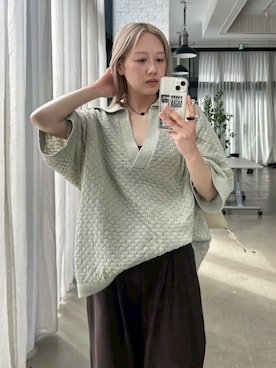 「RIM.ARK（リムアーク）のアイテム（ニット/セーター）」を使った、RIM.ARK staffさん（レディース・158cm）の春コーディネート