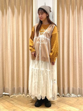 「チュールワンピ」｜ゆいさん（レディース・154cm）の秋コーディネート