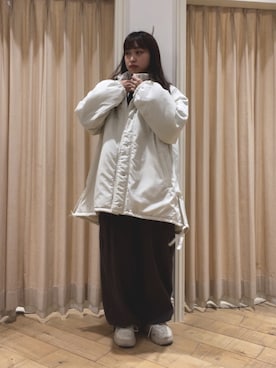 「ehka sopo（エヘカソポ）のアイテム（ノーカラージャケット）」を使った、ゆいさん（レディース・154cm）の冬コーディネート