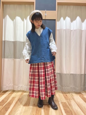 「春カラー」｜「アイテム（ハンチング/ベレー帽）」を使った、ゆいさん（レディース・154cm）の春コーディネート