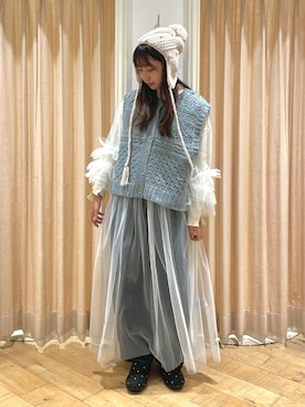 「チュールワンピ」｜ゆいさん（レディース・154cm）の秋コーディネート