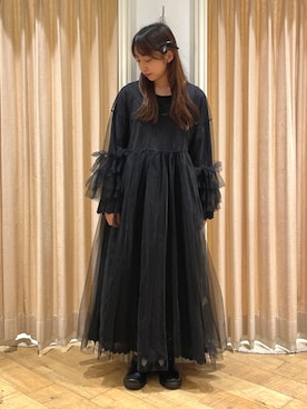 「チュールワンピ」｜ゆいさん（レディース・154cm）の秋コーディネート