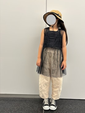 「アイテム（キャミソール）」を使った、MiTsuMuさん（キッズ・127cm）の秋コーディネート