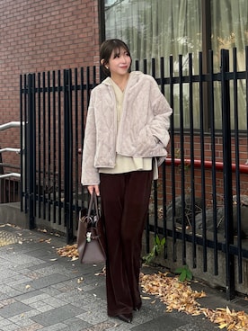 「アイテム（ノーカラーコート）」を使った、yurie02082813さん（レディース・163cm）の冬コーディネート