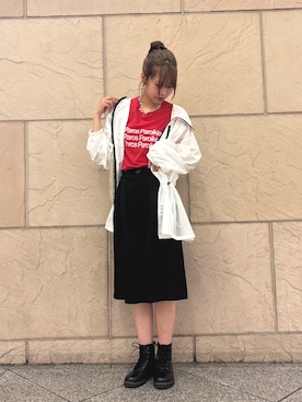 「URBAN RESEARCH ROSSO（アーバンリサーチロッソ）のMewl　シアーUVカットパーカー（テーラードジャケット、ホワイト系）」を使った、Meiさん（レディース・164cm）の夏コーディネート
