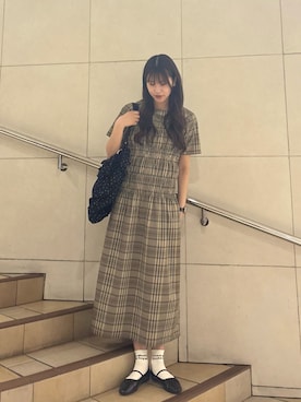 「チェックワンピース」｜Meiさん（レディース・164cm）の春コーディネート