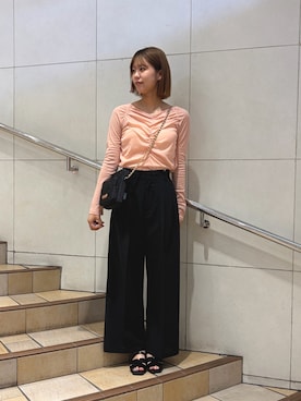 「RODE SKO（ロデスコ）のアイテム」を使った、Meiさん（レディース・164cm）の夏コーディネート