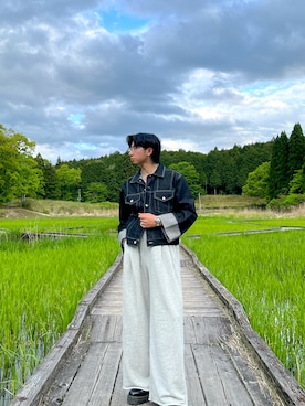 「CALLNE（カルネ）のアイテム」を使った、王覇さん（メンズ・175cm）の春コーディネート