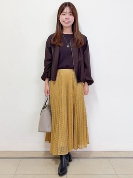 「Reflect（リフレクト）の【ライトアウター／ゆったり羽織れる／気軽な羽織りに◎】ライトブルゾン（ブルゾン、ブラウン系）」を使った、nikoniko0901さん（レディース）の秋コーディネート