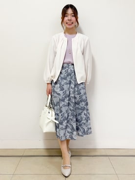 「アイテム（デニムジャケット、ピンク系）」を使った、nikoniko0901さん（レディース・158cm）の春コーディネート