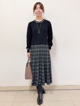 「Reflect（リフレクト）の【ゆったりシルエット】ジャージメルトンコクーンジャケット（ノーカラーコート、ベージュ系）」を使った、nikoniko0901さん（レディース）の秋コーディネート