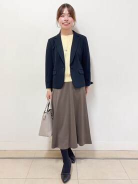 「Reflect（リフレクト）の【SS-4Lサイズ】匠ジャケット／ベーシックテーラード／WEB先行カラーあり（テーラードジャケット、ブルー系）」を使った、nikoniko0901さん（レディース）の秋コーディネート