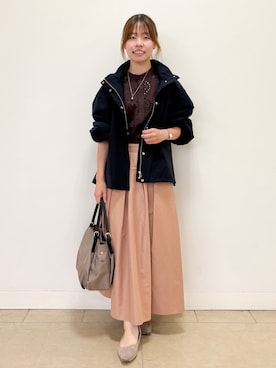 「Reflect（リフレクト）の【通勤◎】カットワーク刺繍レース シャツブラウス（シャツ/ブラウス、ブラウン系）」を使った、nikoniko0901さん（レディース）の夏コーディネート