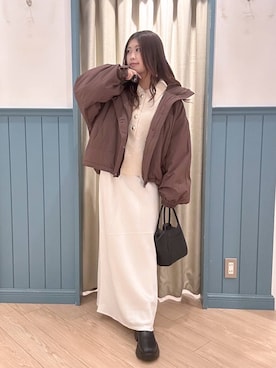 「LOWRYS FARM（ローリーズファーム）のモンスターショートコート　 128076（その他アウター）」を使った、もっちゃんさん（レディース・156cm）の秋コーディネート