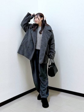 「アイテム（その他アウター、グレー系）」を使った、もっちゃんさん（レディース・156cm）の冬コーディネート