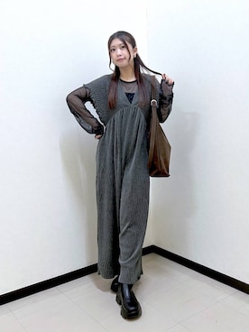 「アイテム（オールインワン・サロペット）」を使った、もっちゃんさん（レディース・156cm・20代）の秋コーディネート