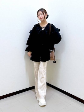 「アイテム（シュシュ）」を使った、もっちゃんさん（レディース・156cm・20代）の秋コーディネート