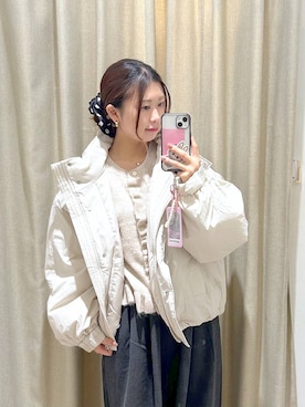 「アイテム（シュシュ）」を使った、もっちゃんさん（レディース・156cm）の秋コーディネート