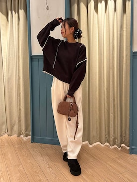 「アイテム（シュシュ）」を使った、もっちゃんさん（レディース・156cm・20代）の冬コーディネート