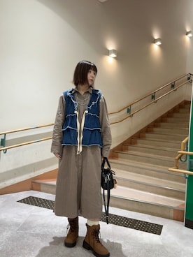 「アイテム（シャツワンピース）」を使った、memechanさん（レディース・158cm）の秋コーディネート