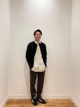 「レザーシューズが主役のコーデ」｜多田　宗司さん（メンズ・172cm）の冬コーディネート