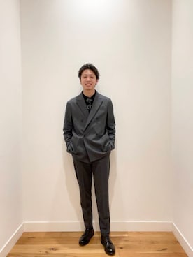 「レザーシューズが主役のコーデ」｜多田　宗司さん（メンズ・172cm）の冬コーディネート