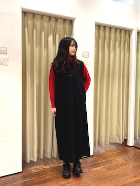 「ニット/セーター」｜「アイテム（ワンピース/ドレス）」を使った、莉緒さん（レディース・163cm）の冬コーディネート