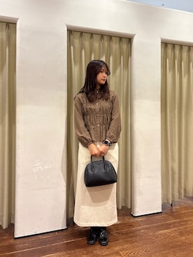 「URBAN RESEARCH ROSSO（アーバンリサーチロッソ）のチェックシャーリングブラウス（シャツ/ブラウス、ブラウン系）」を使った、莉緒さん（レディース・163cm）の秋コーディネート