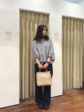 「URBAN RESEARCH DOORS（アーバンリサーチドアーズ）のリネンドロストドルマンブラウス（シャツ/ブラウス、その他）」を使った、莉緒さん（レディース・163cm）の春コーディネート