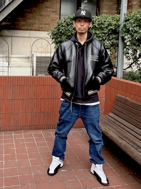 「アイテム（スタジャン）」を使った、TA-TIさん（メンズ・180cm）の秋コーディネート