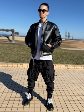 「アイテム（スタジャン）」を使った、TA-TIさん（メンズ・180cm）の秋コーディネート