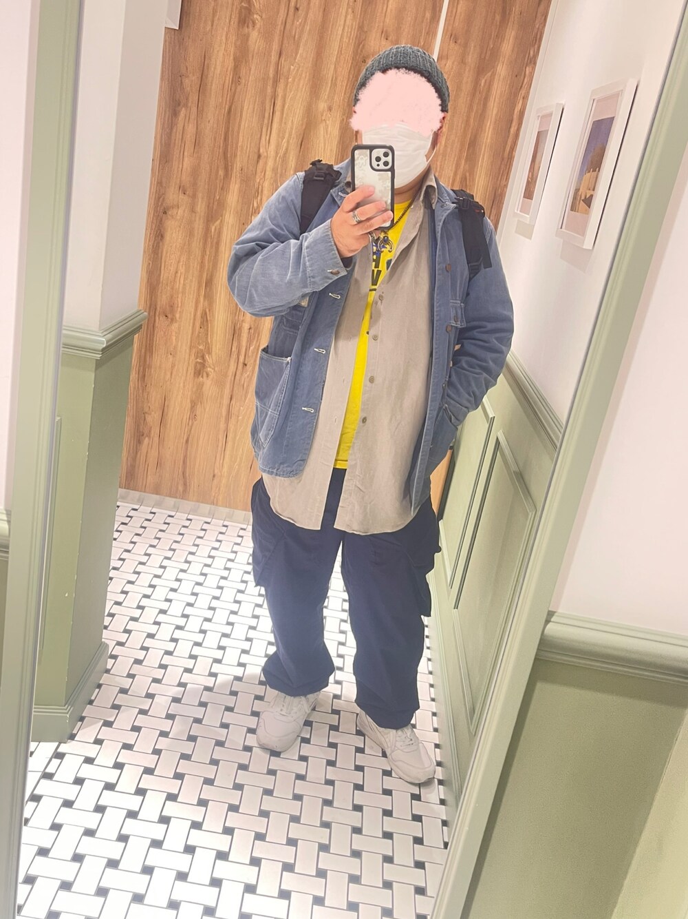 「おしゃれさんと繋がりたい、今日のコーデ、ゆるコーデ、大人カジュアル、デニム、スニーカーコーデ、スニーカー、ストリート、ootd、outfit、お洒落さんとつながりたい、オトナカジュアル、オーバーサイズ、秋コーデ、秋冬コーデ」｜「Power Houseのアイテム（カバーオール、ブルー系）」を使った、おかわり特盛さん（メンズ・176cm）の秋コーディネートの1枚目の写真