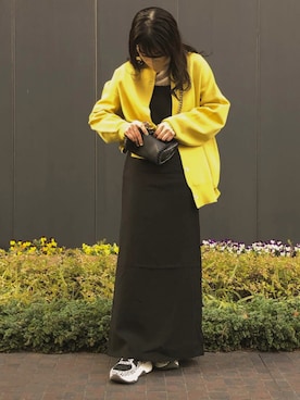 「GRL（グレイル）のチェーンフラップショルダーバッグ（ショルダーバッグ）」を使った、lucidamanaさん（レディース・155cm）の冬コーディネート