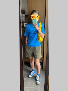 「HEREU（ヘリュー）のHEREU COSTURA MINI Patchwork Knotted ホーボーバッグ（ハンドバッグ）」を使った、ジュンコさん（レディース・156cm）の夏コーディネート