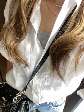「H&M（エイチ・アンド・エム）のアイテム（ホワイト系）」を使った、ジュンコさん（レディース・156cm）の夏コーディネート