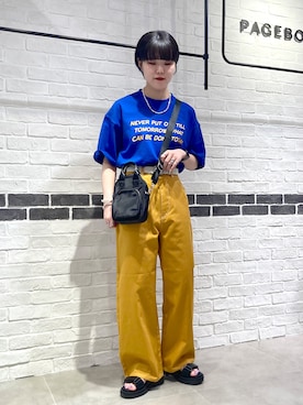 「PBLIM（ページボーイリム）のアイテム（サンダル）」を使った、yamaさん（レディース・160cm）の夏コーディネート